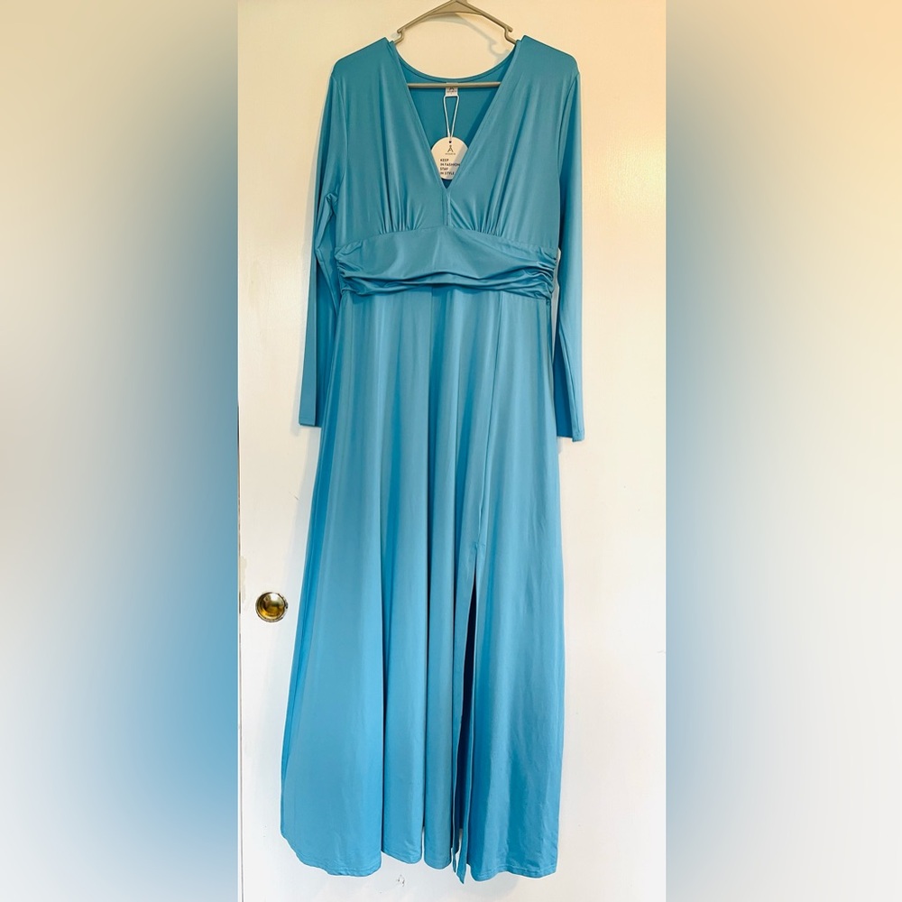 Elegant Long Sleeve Teal Dress